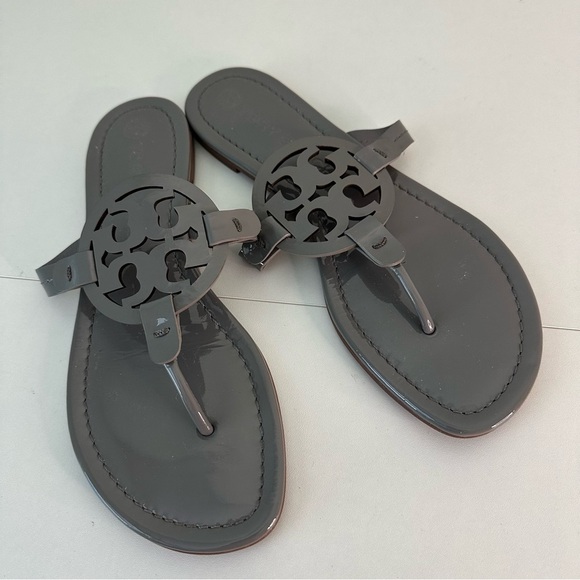 Tory Burch Shoes - Tory Burch Miller Sandals Malta Gray Patent Leather Shoes Womens SZ US 9